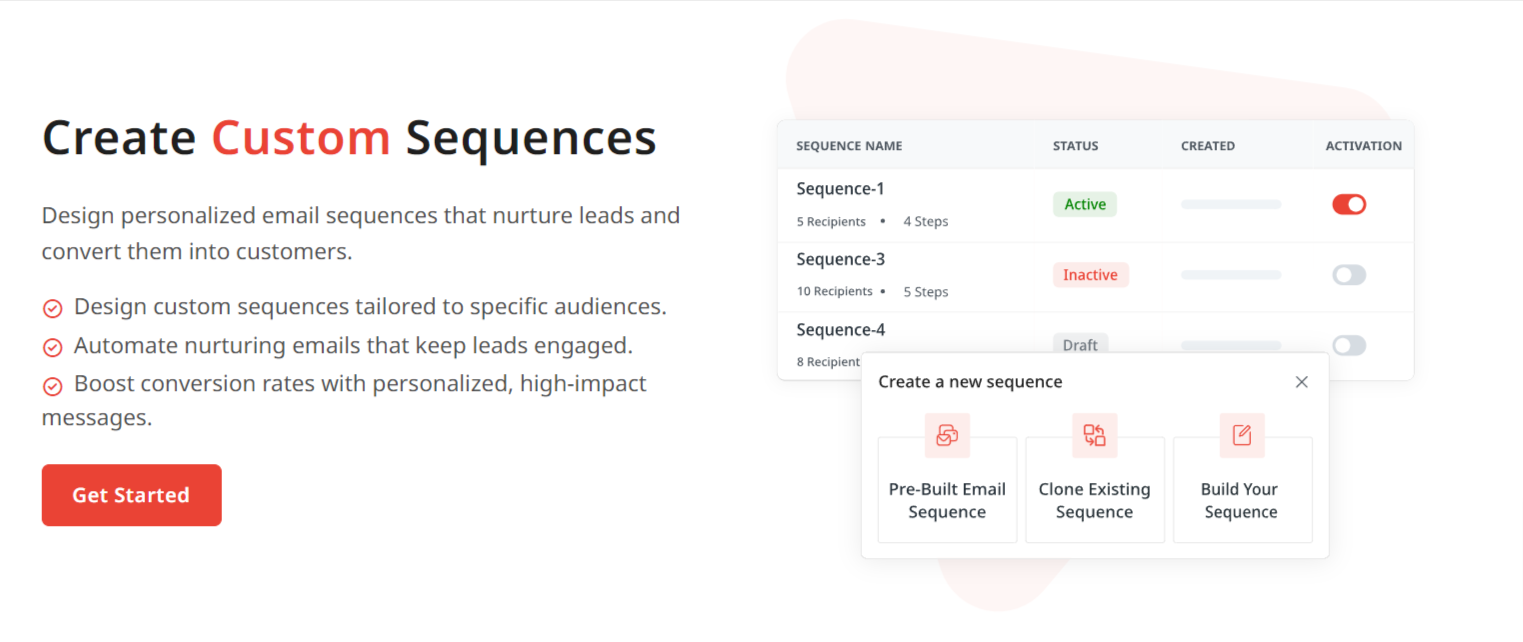 Custom Email Sequences - Design and automate personalized email sequences to nurture leads and boost conversions.